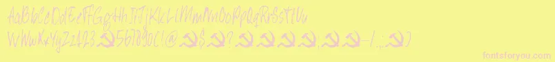 DkHeyComrade Font – Pink Fonts on Yellow Background