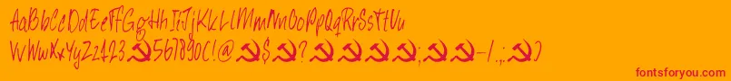 Fonte DkHeyComrade – fontes vermelhas em um fundo laranja