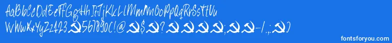 DkHeyComrade Font – White Fonts on Blue Background