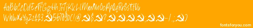 DkHeyComrade Font – White Fonts on Orange Background