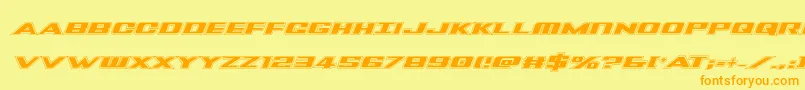 フォントTigersharkproital – オレンジの文字が黄色の背景にあります。