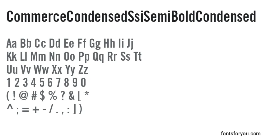 A fonte CommerceCondensedSsiSemiBoldCondensed – alfabeto, números, caracteres especiais