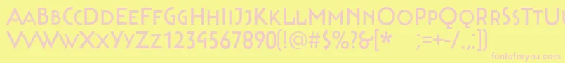 Bahnhofregular-Schriftart – Rosa Schriften auf gelbem Hintergrund