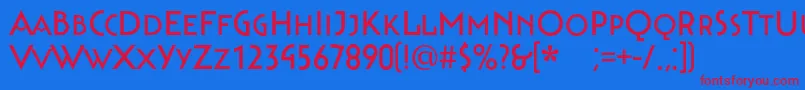 Bahnhofregular Font – Red Fonts on Blue Background