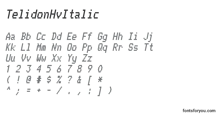 TelidonHvItalicフォント–アルファベット、数字、特殊文字