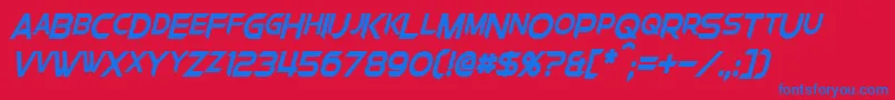 Police ChromiaSupercapCondensedBoldItalic – polices bleues sur fond rouge