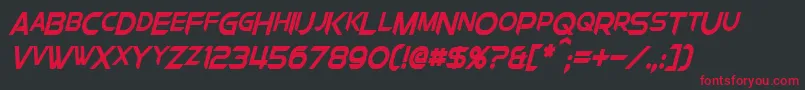フォントChromiaSupercapCondensedBoldItalic – 黒い背景に赤い文字