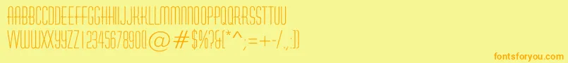 フォントHuxleyroughRegular – オレンジの文字が黄色の背景にあります。