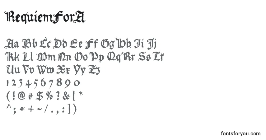 Czcionka RequiemForA – alfabet, cyfry, specjalne znaki