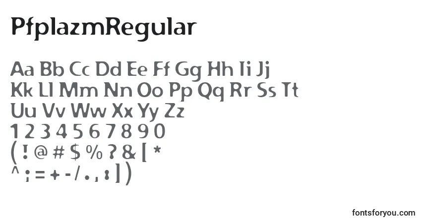 Schriftart PfplazmRegular – Alphabet, Zahlen, spezielle Symbole