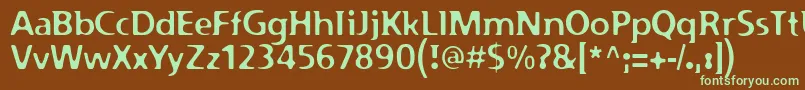 フォントPfplazmRegular – 緑色の文字が茶色の背景にあります。