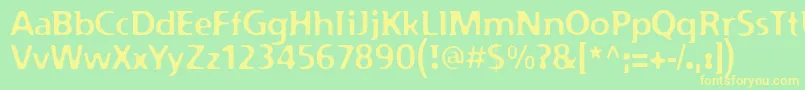 フォントPfplazmRegular – 黄色の文字が緑の背景にあります