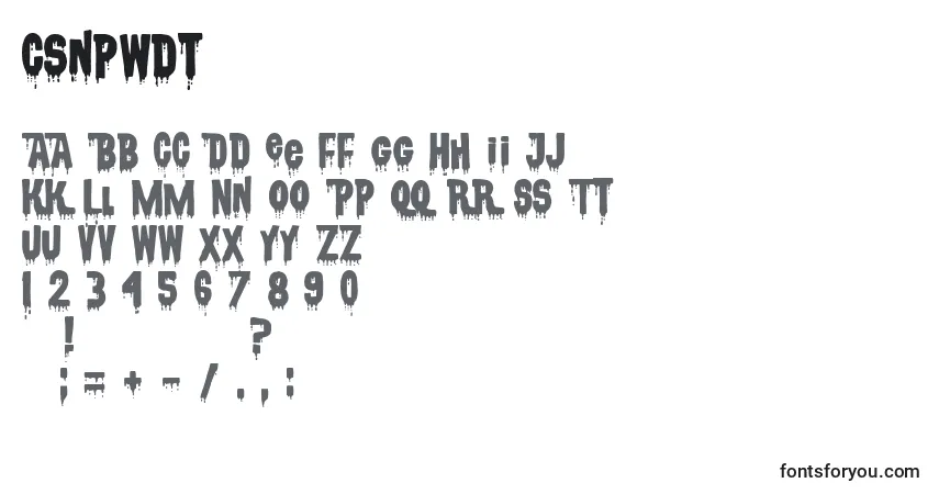 A fonte Csnpwdt – alfabeto, números, caracteres especiais
