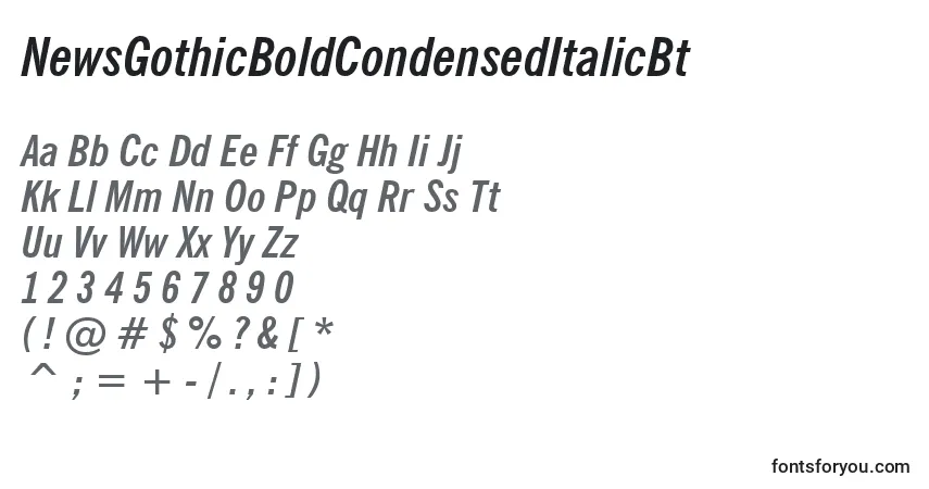 Police NewsGothicBoldCondensedItalicBt - Alphabet, Chiffres, Caractères Spéciaux