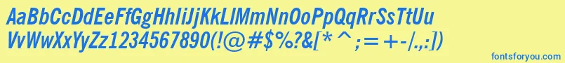 NewsGothicBoldCondensedItalicBt Font – Blue Fonts on Yellow Background