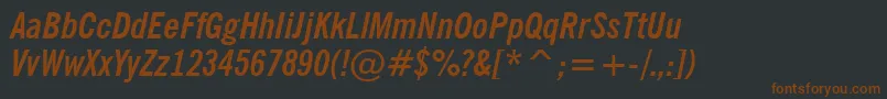 Шрифт NewsGothicBoldCondensedItalicBt – коричневые шрифты на чёрном фоне