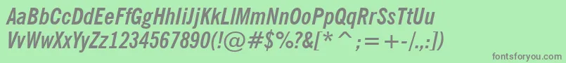 Czcionka NewsGothicBoldCondensedItalicBt – szare czcionki na zielonym tle