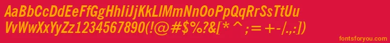 NewsGothicBoldCondensedItalicBt Font – Orange Fonts on Red Background