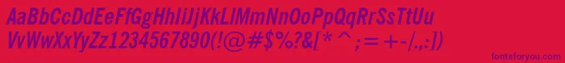 NewsGothicBoldCondensedItalicBt Font – Purple Fonts on Red Background