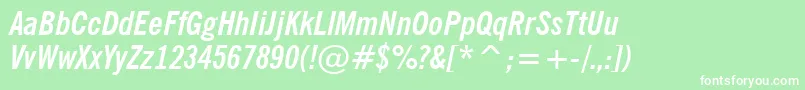 NewsGothicBoldCondensedItalicBt Font – White Fonts on Green Background