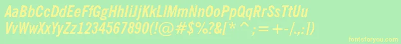 NewsGothicBoldCondensedItalicBt Font – Yellow Fonts on Green Background
