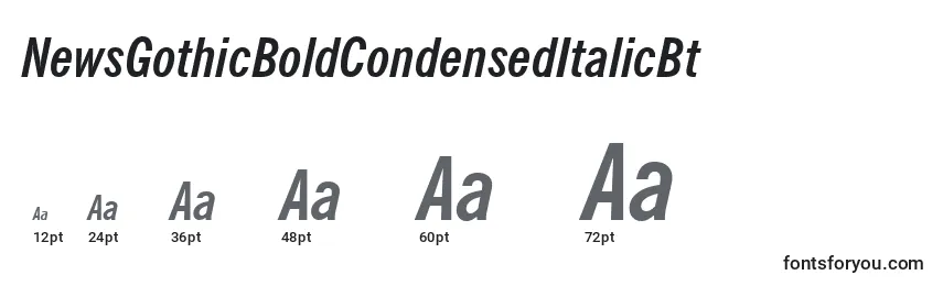 Größen der Schriftart NewsGothicBoldCondensedItalicBt