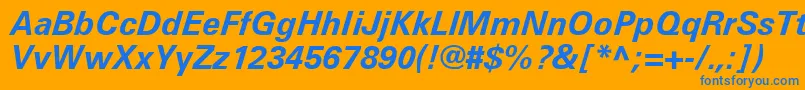 UniversLt66BoldItalic-fontti – siniset fontit oranssilla taustalla