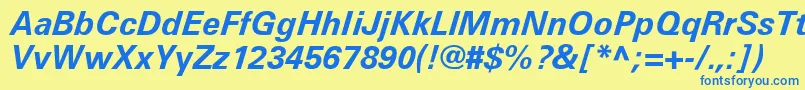 UniversLt66BoldItalic Font – Blue Fonts on Yellow Background