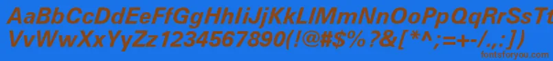 UniversLt66BoldItalic Font – Brown Fonts on Blue Background