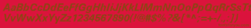 Fonte UniversLt66BoldItalic – fontes marrons em um fundo vermelho
