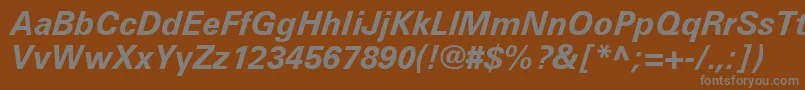 UniversLt66BoldItalic-Schriftart – Graue Schriften auf braunem Hintergrund