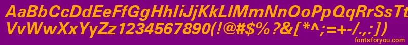 UniversLt66BoldItalic Font – Orange Fonts on Purple Background