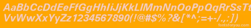UniversLt66BoldItalic-Schriftart – Rosa Schriften auf orangefarbenem Hintergrund