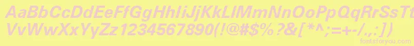 UniversLt66BoldItalic Font – Pink Fonts on Yellow Background