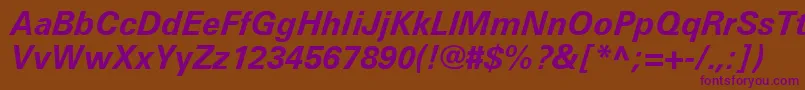 UniversLt66BoldItalic Font – Purple Fonts on Brown Background