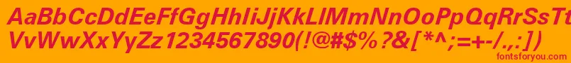 UniversLt66BoldItalic Font – Red Fonts on Orange Background