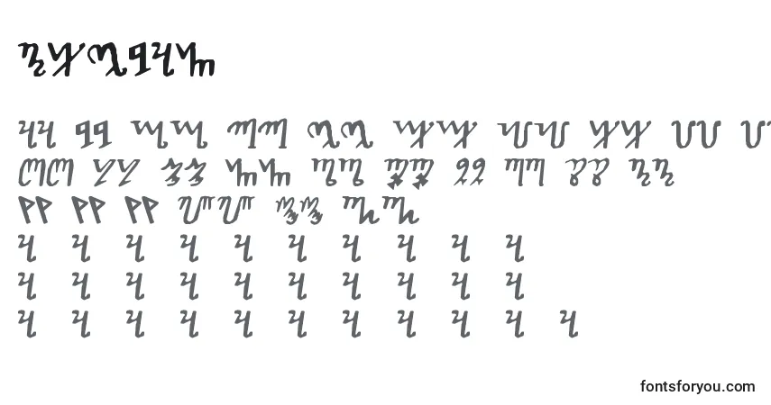 Schriftart Theban – Alphabet, Zahlen, spezielle Symbole