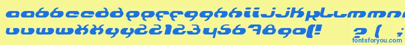 フォントHydroItalic – 青い文字が黄色の背景にあります。