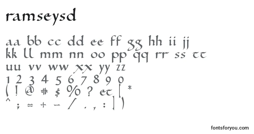 A fonte RamseySd – alfabeto, números, caracteres especiais