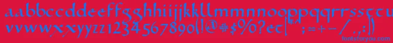 フォントRamseySd – 赤い背景に青い文字