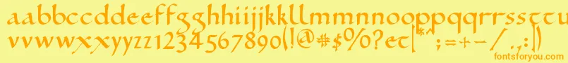 RamseySd-Schriftart – Orangefarbene Schriften auf gelbem Hintergrund
