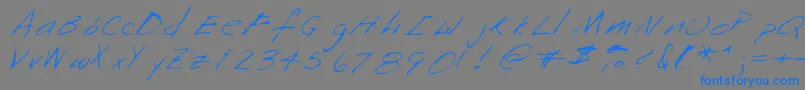 Saffronshand-Schriftart – Blaue Schriften auf grauem Hintergrund