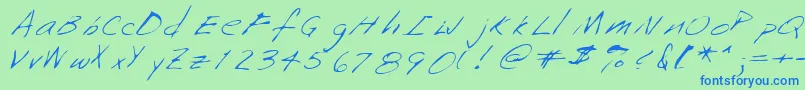 Saffronshand Font – Blue Fonts on Green Background