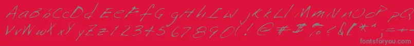 Saffronshand-Schriftart – Graue Schriften auf rotem Hintergrund