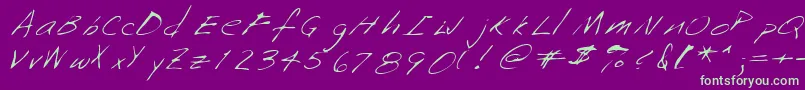 Saffronshand Font – Green Fonts on Purple Background