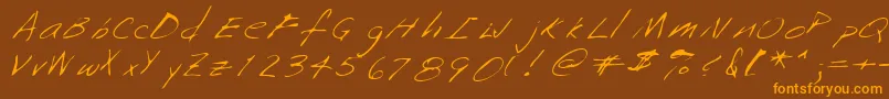 Saffronshand-Schriftart – Orangefarbene Schriften auf braunem Hintergrund