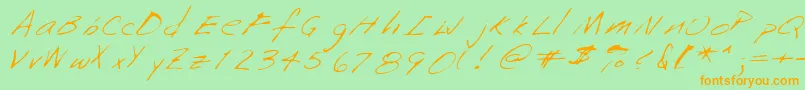 Saffronshand Font – Orange Fonts on Green Background