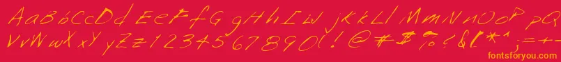 Saffronshand-Schriftart – Orangefarbene Schriften auf rotem Hintergrund