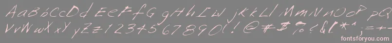 Saffronshand-Schriftart – Rosa Schriften auf grauem Hintergrund