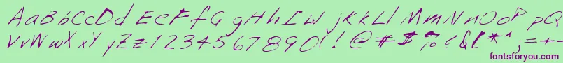 Saffronshand Font – Purple Fonts on Green Background